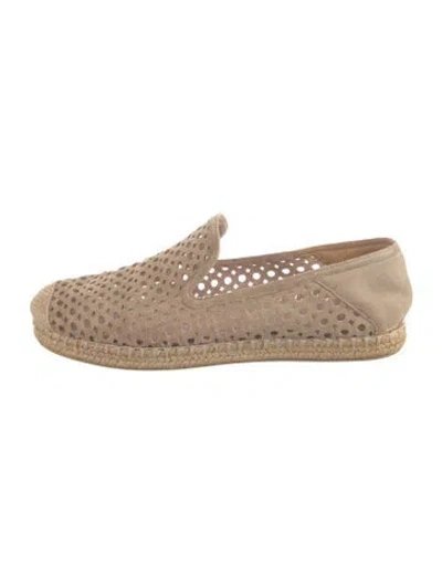 Pre-owned Stuart Weitzman Suede Lasercut Accents Espadrilles In Neutrals