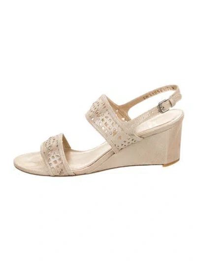 Pre-owned Stuart Weitzman Suede Lasercut Accents Slingback Pumps