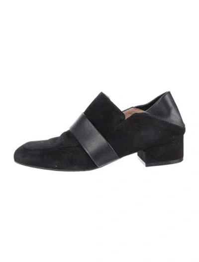 Pre-owned Stuart Weitzman Suede Leather Trim Embellishment Mules In Black