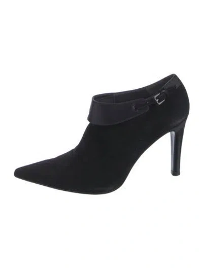 Pre-owned Stuart Weitzman Suede Leather Trim Embellishment Pumps In Black