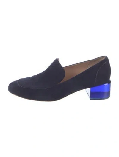 Pre-owned Stuart Weitzman Suede Loafers In Black