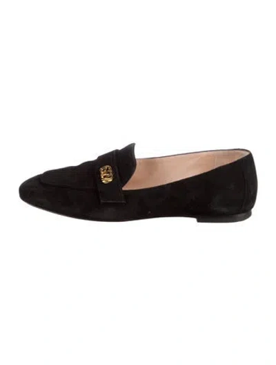 Pre-owned Stuart Weitzman Suede Loafers In Black