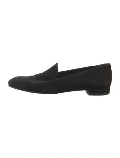 Pre-owned Stuart Weitzman Suede Loafers In Black