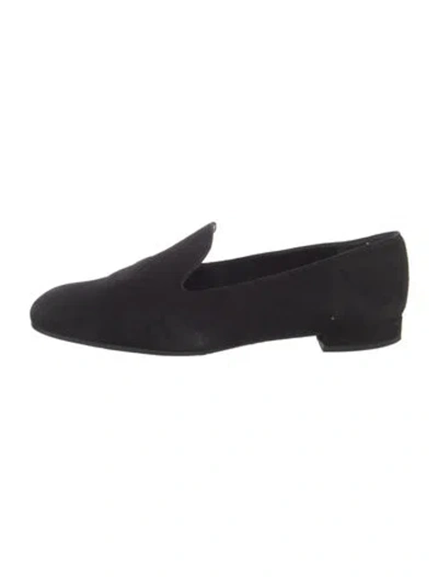 Pre-owned Stuart Weitzman Suede Loafers In Black
