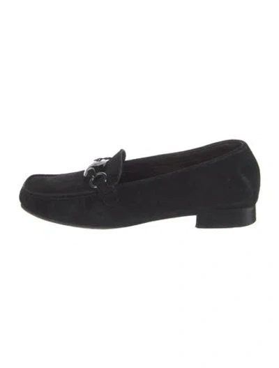 Pre-owned Stuart Weitzman Suede Loafers In Black