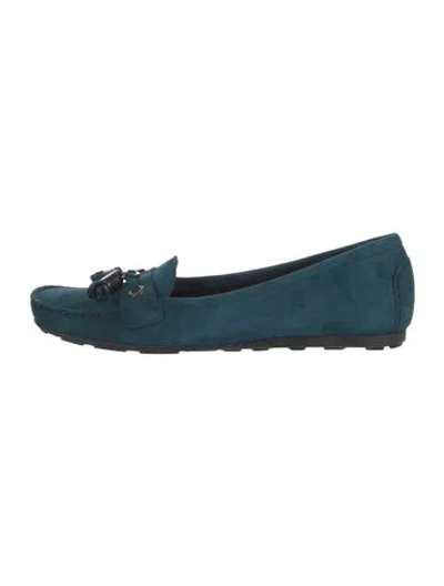 Pre-owned Stuart Weitzman Suede Loafers In Blue