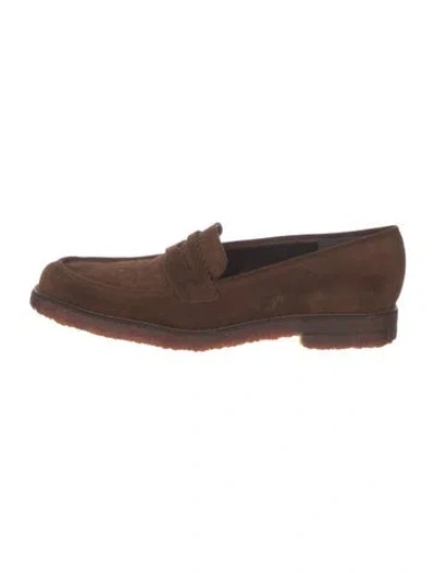 Pre-owned Stuart Weitzman Suede Loafers In Brown