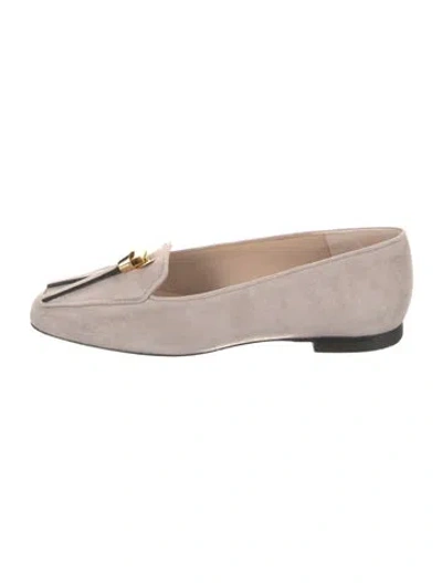 Pre-owned Stuart Weitzman Suede Loafers In Gray