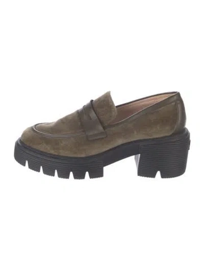 Pre-owned Stuart Weitzman Suede Loafers In Green