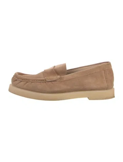Pre-owned Stuart Weitzman Suede Loafers In Neutral