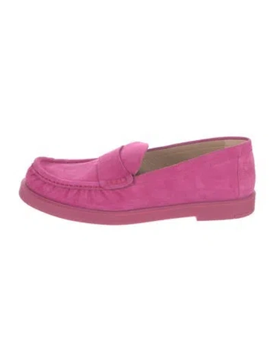 Pre-owned Stuart Weitzman Suede Loafers In Pink