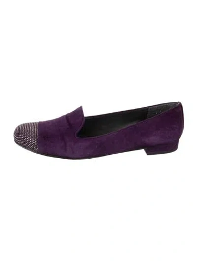 Pre-owned Stuart Weitzman Suede Loafers In Purple