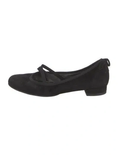 Pre-owned Stuart Weitzman Suede Mary Jane Flats In Black