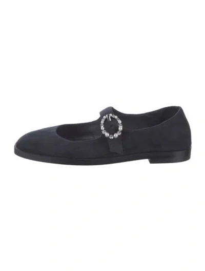 Pre-owned Stuart Weitzman Suede Mary Jane Flats In Blue