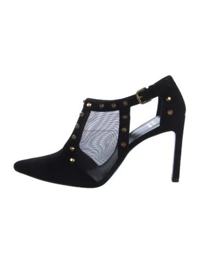 Pre-owned Stuart Weitzman Suede Mesh Accents D'orsay Pumps In Black