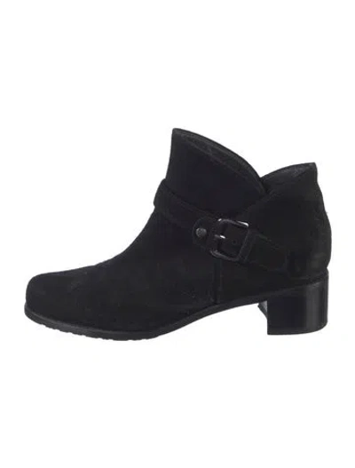 Pre-owned Stuart Weitzman Suede Moto Boots In Black