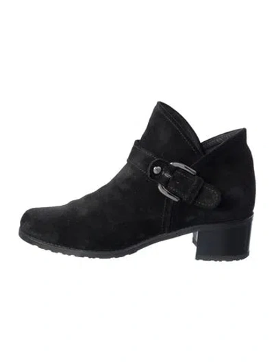 Pre-owned Stuart Weitzman Suede Moto Boots In Black