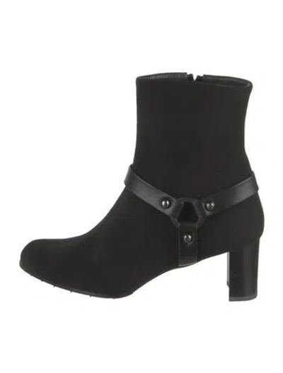 Pre-owned Stuart Weitzman Suede Moto Boots In Black