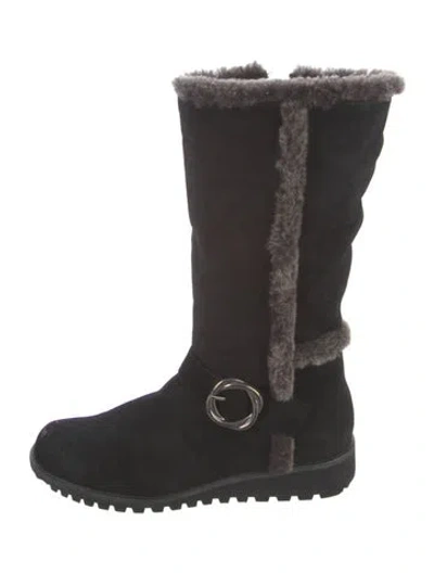 Pre-owned Stuart Weitzman Suede Moto Boots In Black