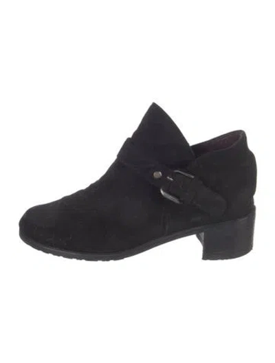 Pre-owned Stuart Weitzman Suede Moto Boots In Black