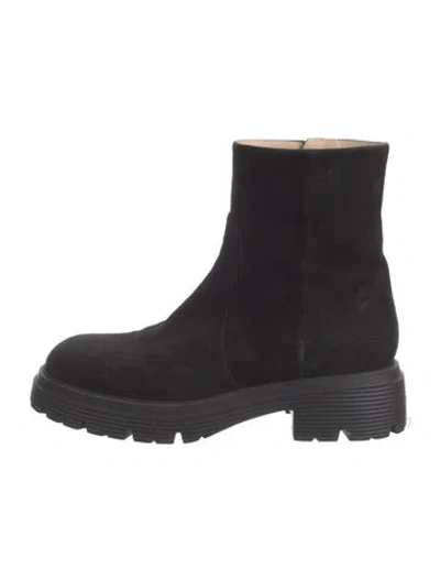 Pre-owned Stuart Weitzman Suede Moto Boots In Black