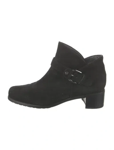 Pre-owned Stuart Weitzman Suede Moto Boots In Black