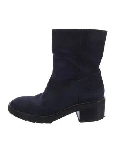 Pre-owned Stuart Weitzman Suede Moto Boots In Blue