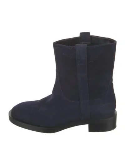Pre-owned Stuart Weitzman Suede Moto Boots In Blue
