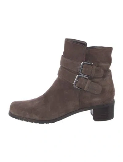 Pre-owned Stuart Weitzman Suede Moto Boots In Brown
