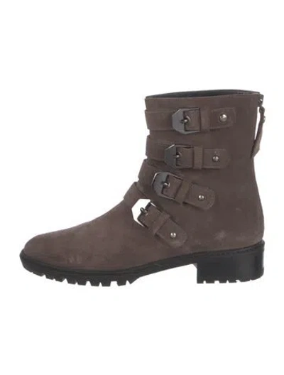 Pre-owned Stuart Weitzman Suede Moto Boots In Brown