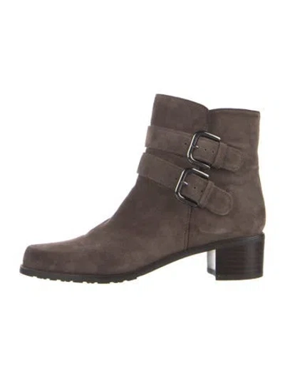 Pre-owned Stuart Weitzman Suede Moto Boots In Brown