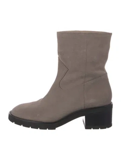 Pre-owned Stuart Weitzman Suede Moto Boots In Neutral
