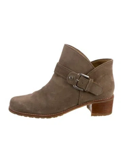Pre-owned Stuart Weitzman Suede Moto Boots In Neutral