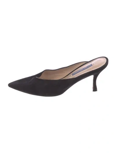 Pre-owned Stuart Weitzman Suede Mules In Black