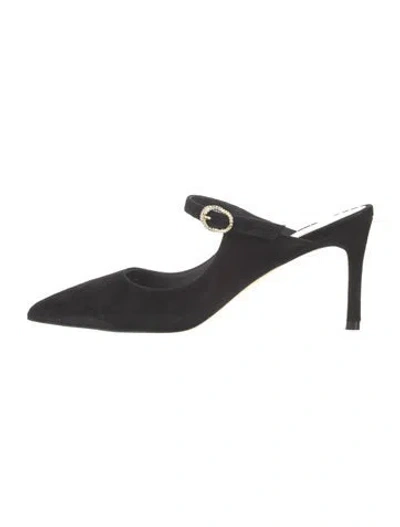 Pre-owned Stuart Weitzman Suede Mules In Black