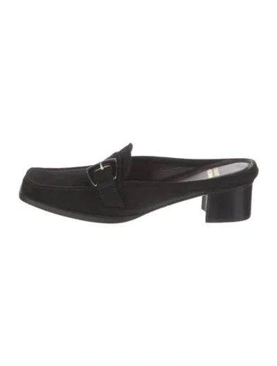 Pre-owned Stuart Weitzman Suede Mules In Black