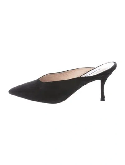 Pre-owned Stuart Weitzman Suede Mules In Black