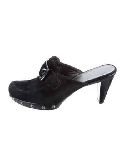 Pre-owned Stuart Weitzman Suede Mules In Black