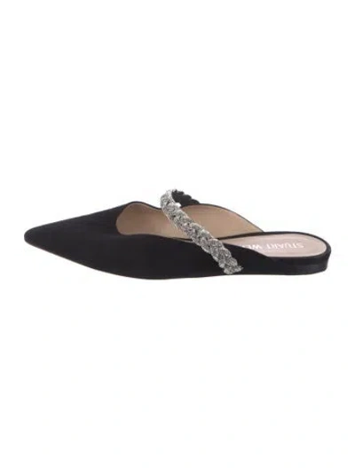 Pre-owned Stuart Weitzman Suede Mules In Black