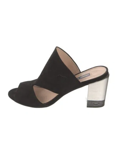 Pre-owned Stuart Weitzman Suede Mules In Black