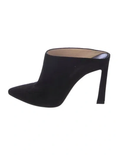 Pre-owned Stuart Weitzman Suede Mules In Black