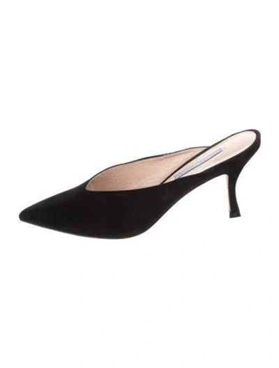 Pre-owned Stuart Weitzman Suede Mules In Black