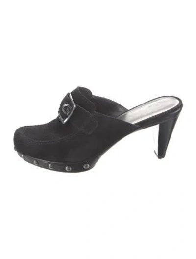 Pre-owned Stuart Weitzman Suede Mules In Black