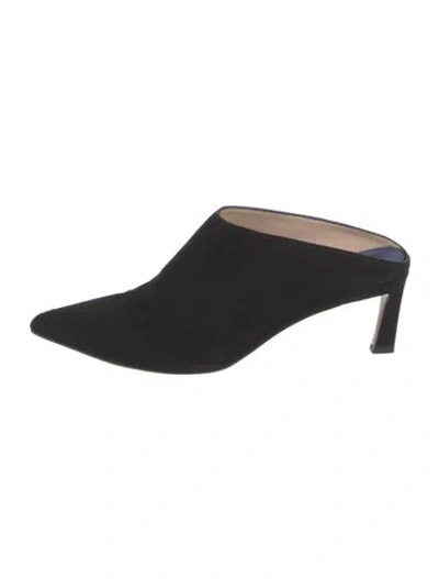 Pre-owned Stuart Weitzman Suede Mules In Black