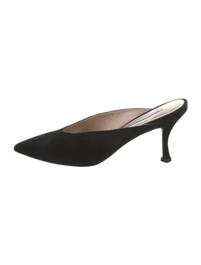 Pre-owned Stuart Weitzman Suede Mules In Black