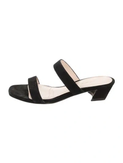 Pre-owned Stuart Weitzman Suede Mules In Black