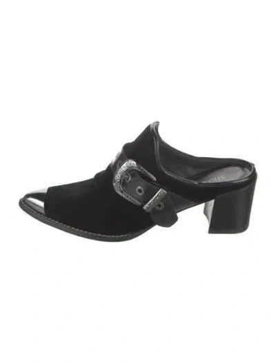 Pre-owned Stuart Weitzman Suede Mules In Black
