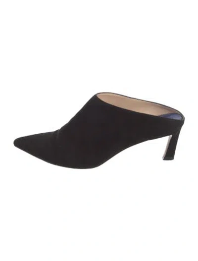 Pre-owned Stuart Weitzman Suede Mules In Black