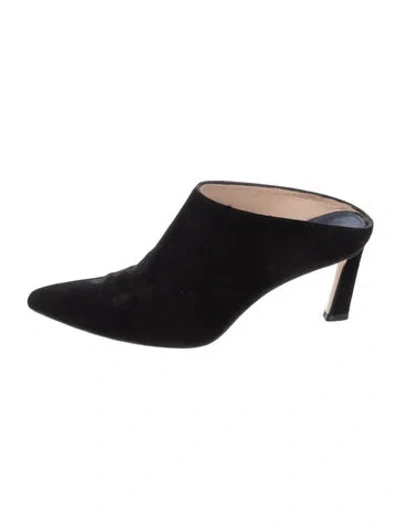 Pre-owned Stuart Weitzman Suede Mules In Black