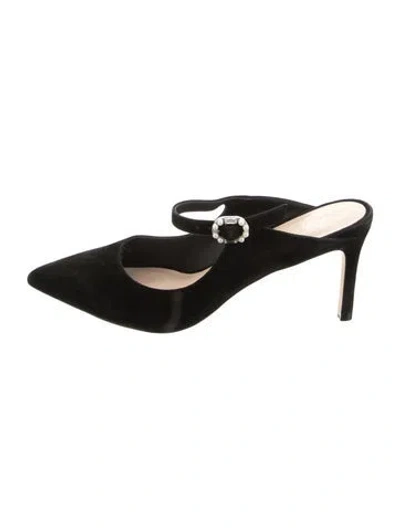 Pre-owned Stuart Weitzman Suede Mules In Black